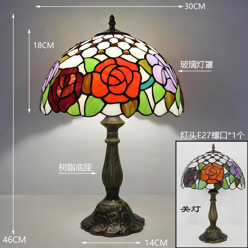 12inch 30cm Retro Tiffany Stained Glass Nostalgic Table Lamp Restaurant Bedside Lamp Retro Cafe Bar Creative Lamp