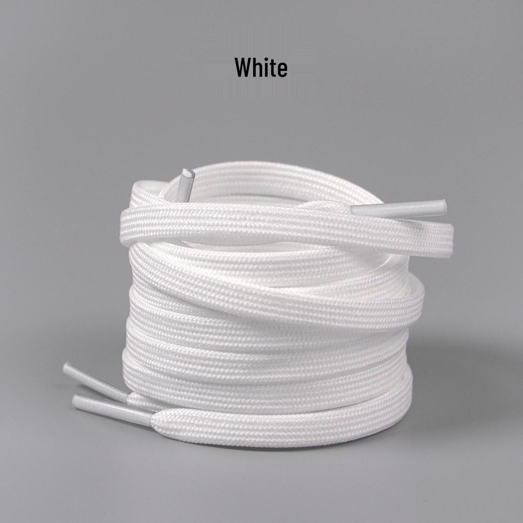 6mm Black & White Double-Layer Flat Shoelaces for Casual & Sports Shoes