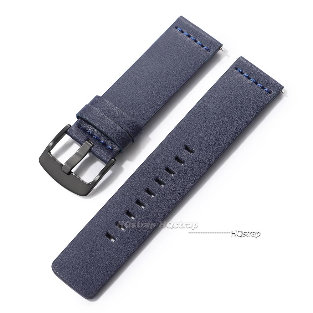 

18mm 20mm 22mm 24mm Watch Band for Samsung Galaxy Watch 7 6 5 4 Bracelet for Gear S3 Sport Strap Quick Release Leather Strap 18mm&black buckle синий