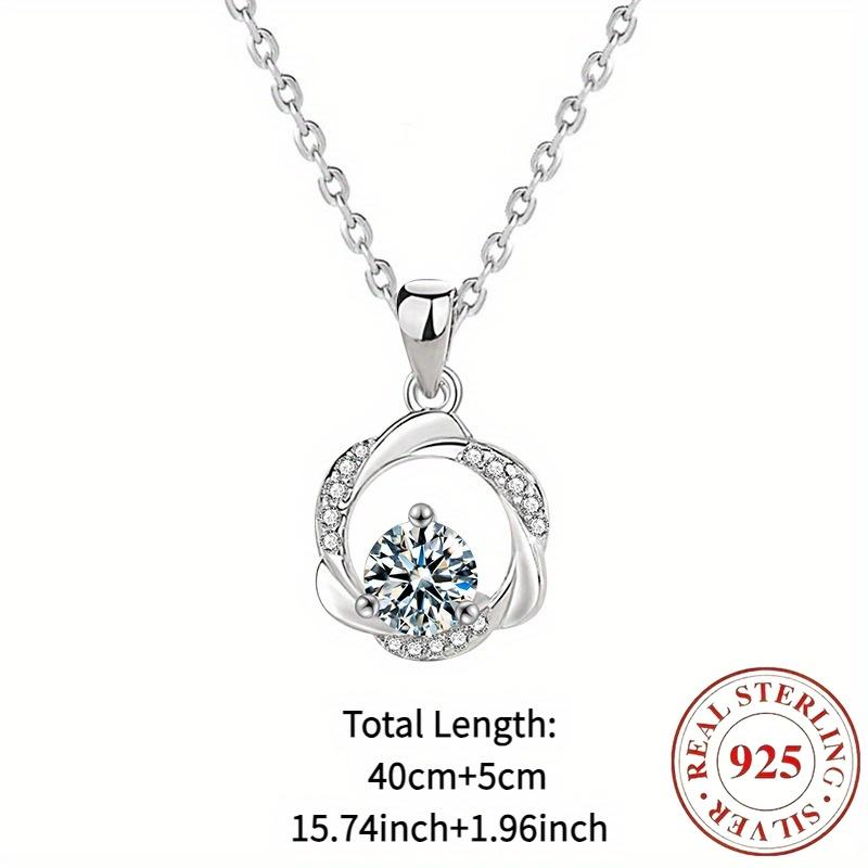 Elegant S Silver Synthetic Zircon Pendant Necklace The Simple Design Is Dazzling and Makes It the Perfect Gift for Her, Suitable for Everyday Wear or