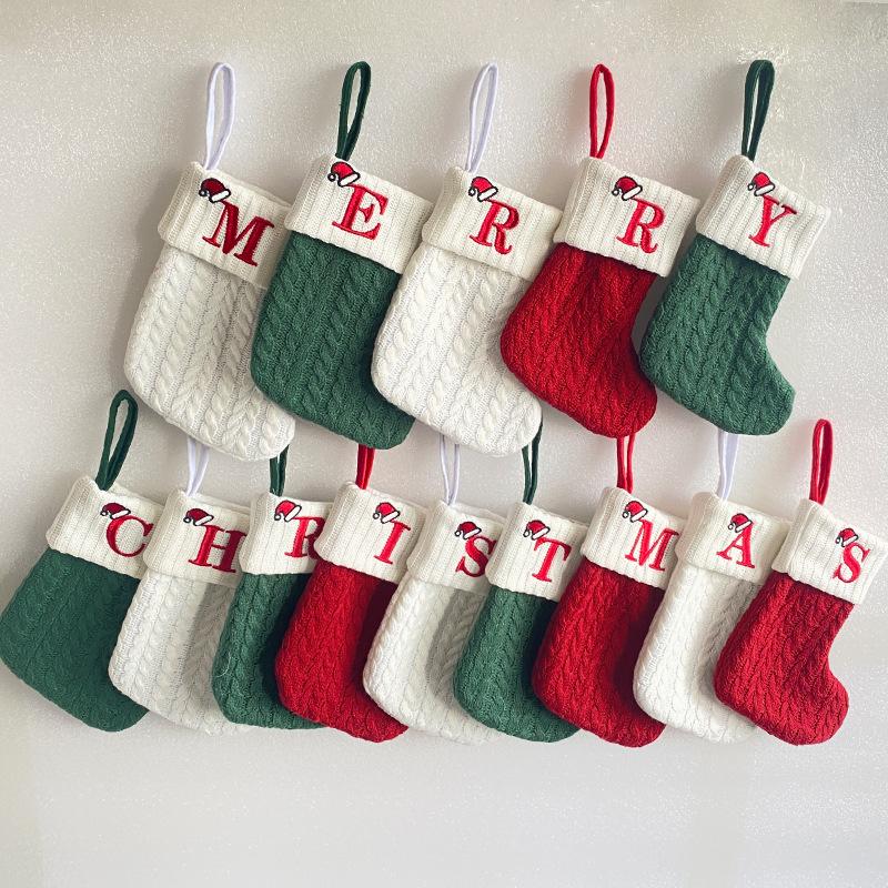Kids' Embroidered White Knit Christmas Stocking - Holiday Decor
