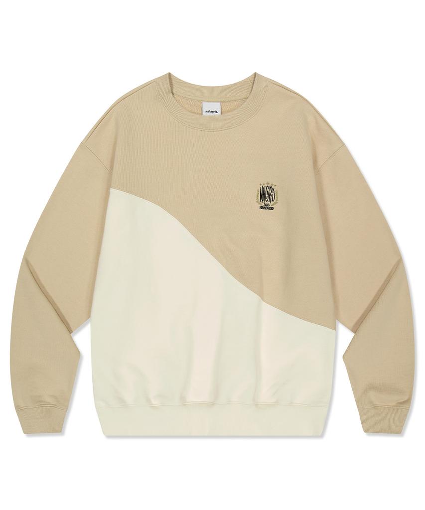 MAHAGRID Color Block Sweatshirt Beige(Mg2Dsmm445A)