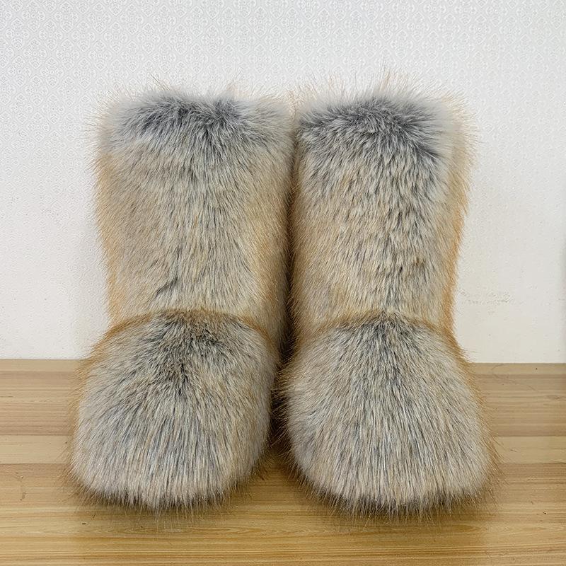 

Женские пушистые сапоги из искусственного меха, пушистые сапоги до середины икры, зимние замшевые теплые ботильоны с меховой подкладкой, женские повседневные ботильоны на плоской подошве 40