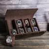 Genuine Leather 6 Watches Organizer Holder Display Case, Jewelry Box Roll Pouch Storage Watch Boxes for Men Clocks