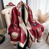 Winter Printed Warm Scarf Women'S High-End Temperament Shawl Dual-Purpose Scarf