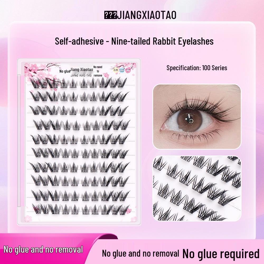 ACE Klebefreie Selbstklebende Cartoon-Büschelfalsche Wimpern - Natürlich, Faules Tragen