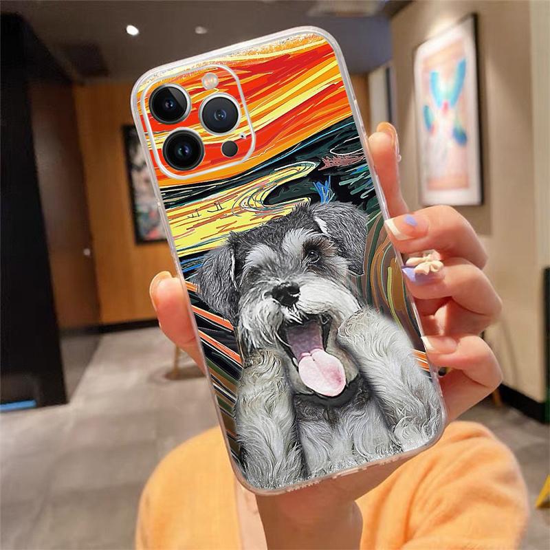 Phone Case For Iphone 17 Pro Max Air 16 15 14 13 Pro Max 15 16 Pro 15Plus Schnauzer Puppy Dog Art
