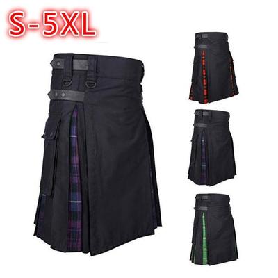 Ortaçağ Tarzı Savaşçı İskoç Eteği Patchwork Pileli Tartan İskoç Eteği Cep İskoç Erkek İskoç Eteği Geleneksel Etek