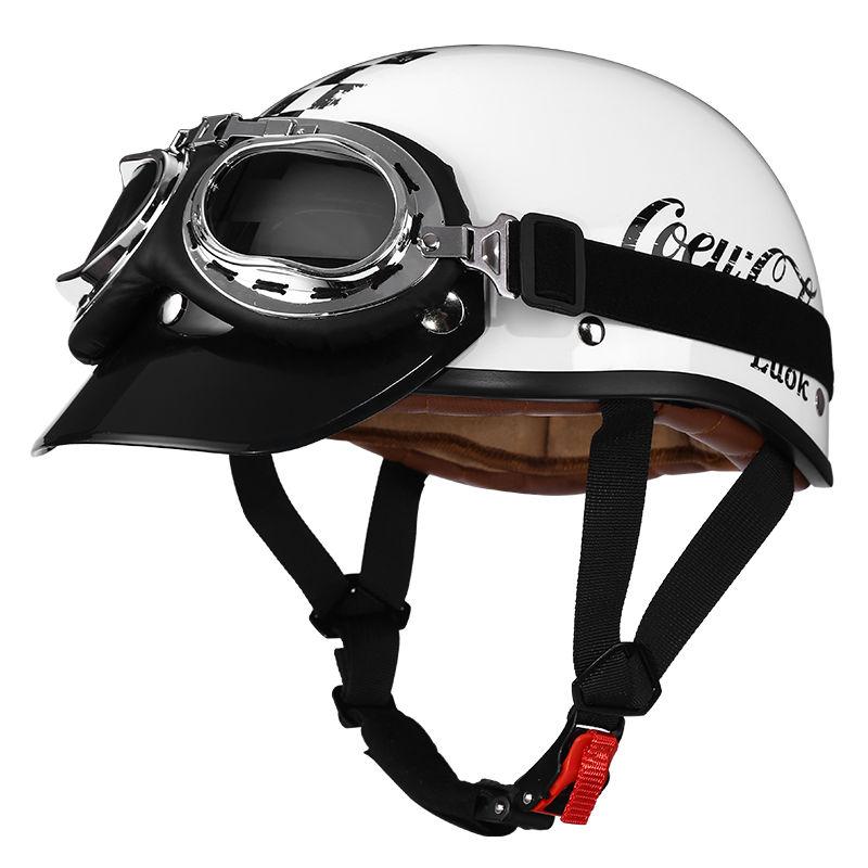 Retro Motorcycle Helmet, Men's Four Season Pedal Cruising Scoop Helmet, Safety Helmet, Women's Electric Half Helmet