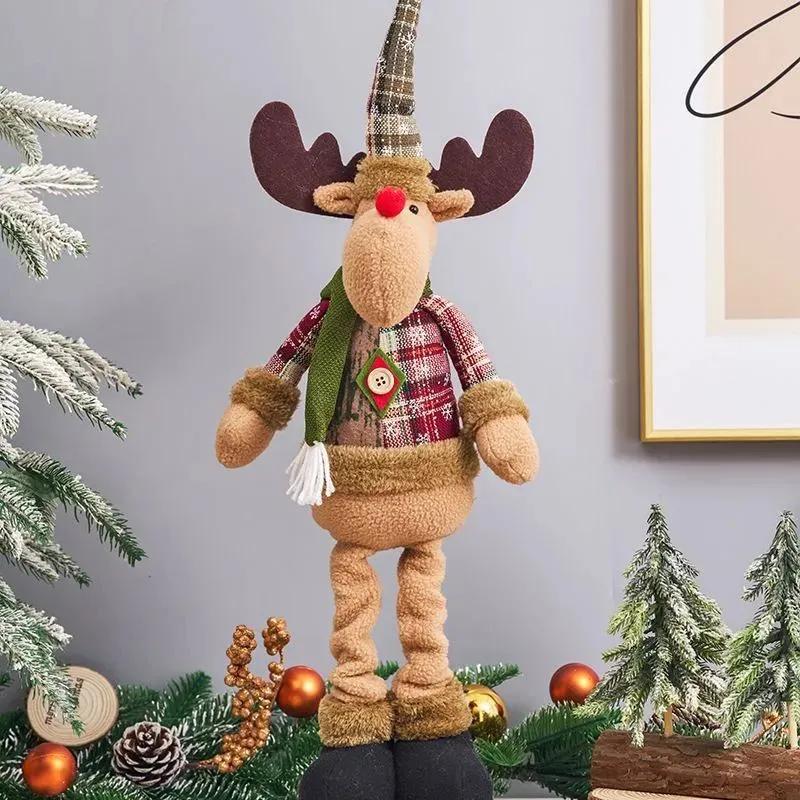 Christmas Plush Doll Decoration, Santa Claus Snowman Reindeer Standing Ornament for Home Decor