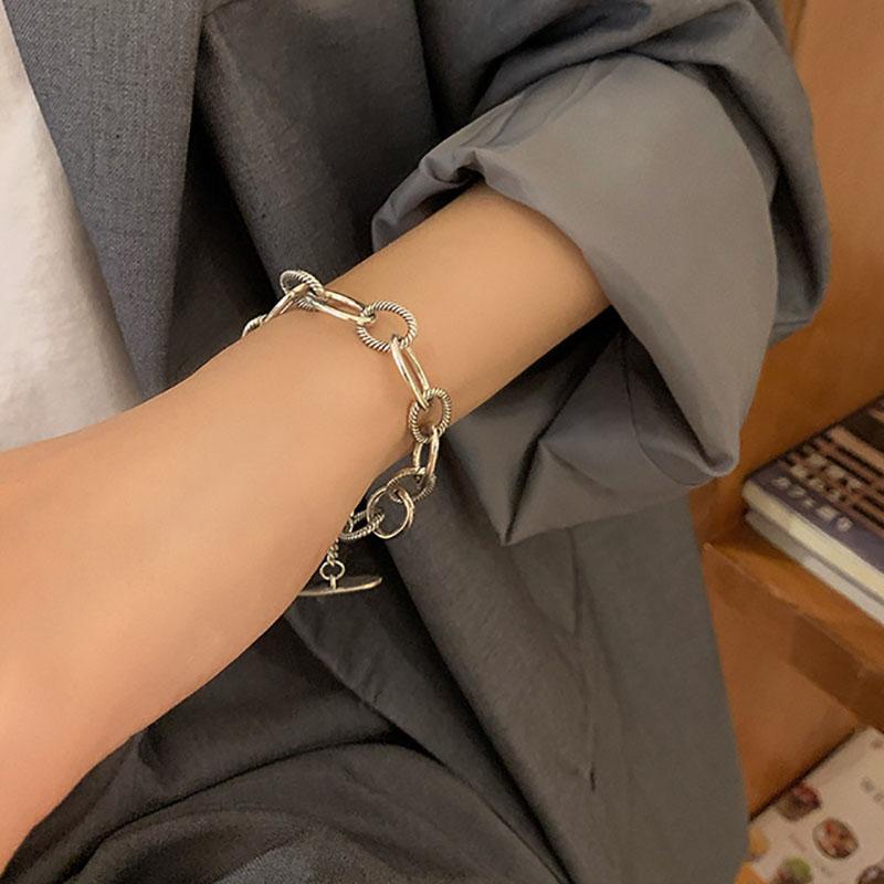 

Minimalist 925 Sterling Silver Thick Chain Bracelets For Women New Fashion Vintage Punk Hiphop Party Jewelry Gifts