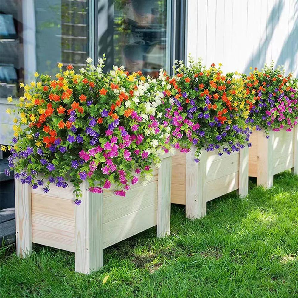 1Bundle Artificial Flowers Outdoor Greenery Shrubs Plants Fake Flower Wall For Office Home Living Room Wedding Garden Decoration