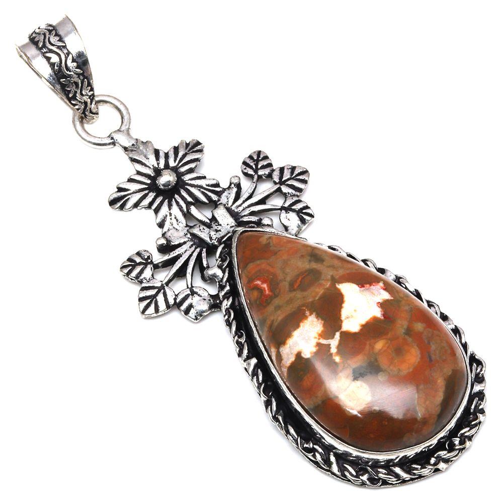 

Necklace Rainforest Jasper Gemstone Handmade Gift For Her Silver Jewelry 3
