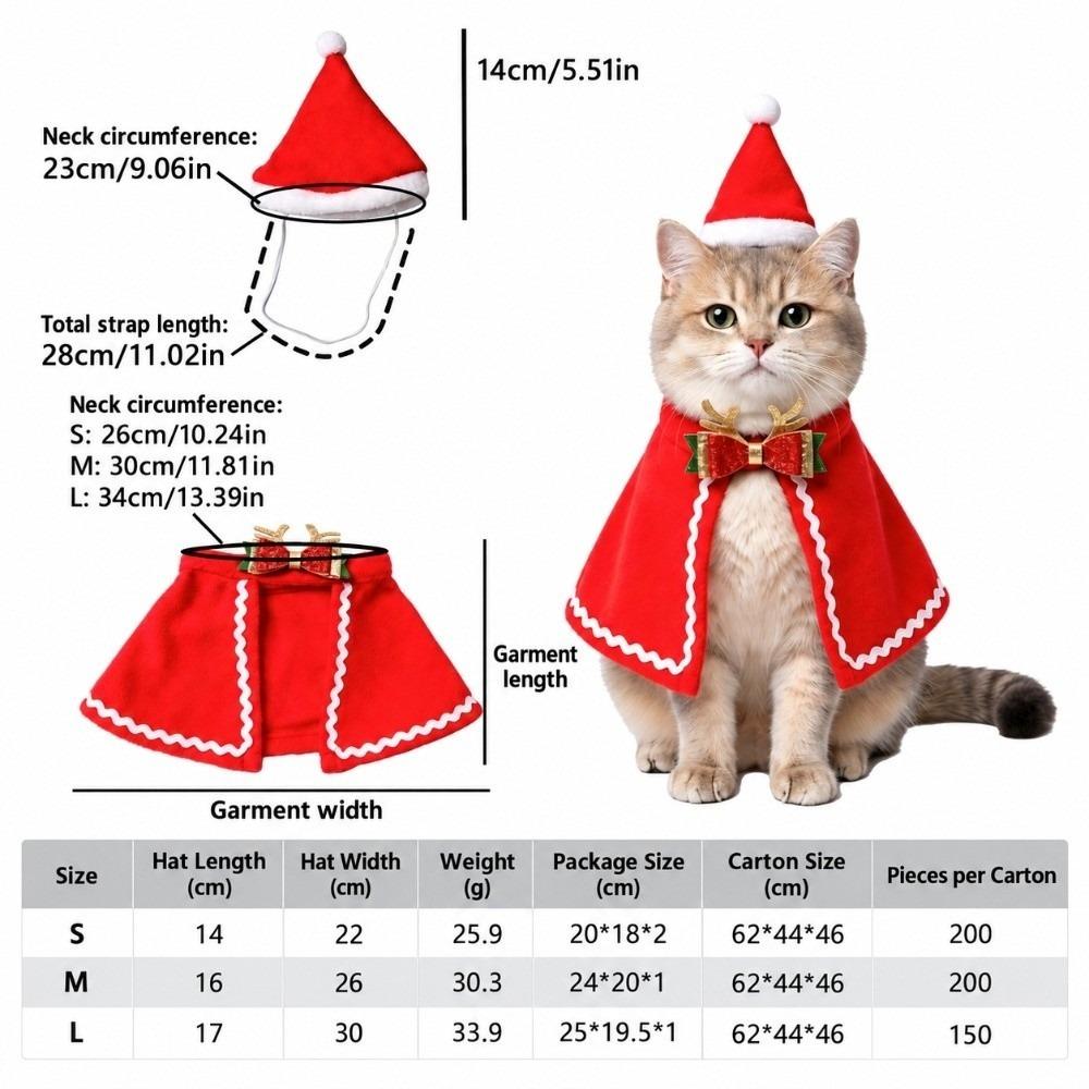Lace Trim Pet Christmas Costume Soft Fabric Cat Xmas Clothes Home Holiday Decor