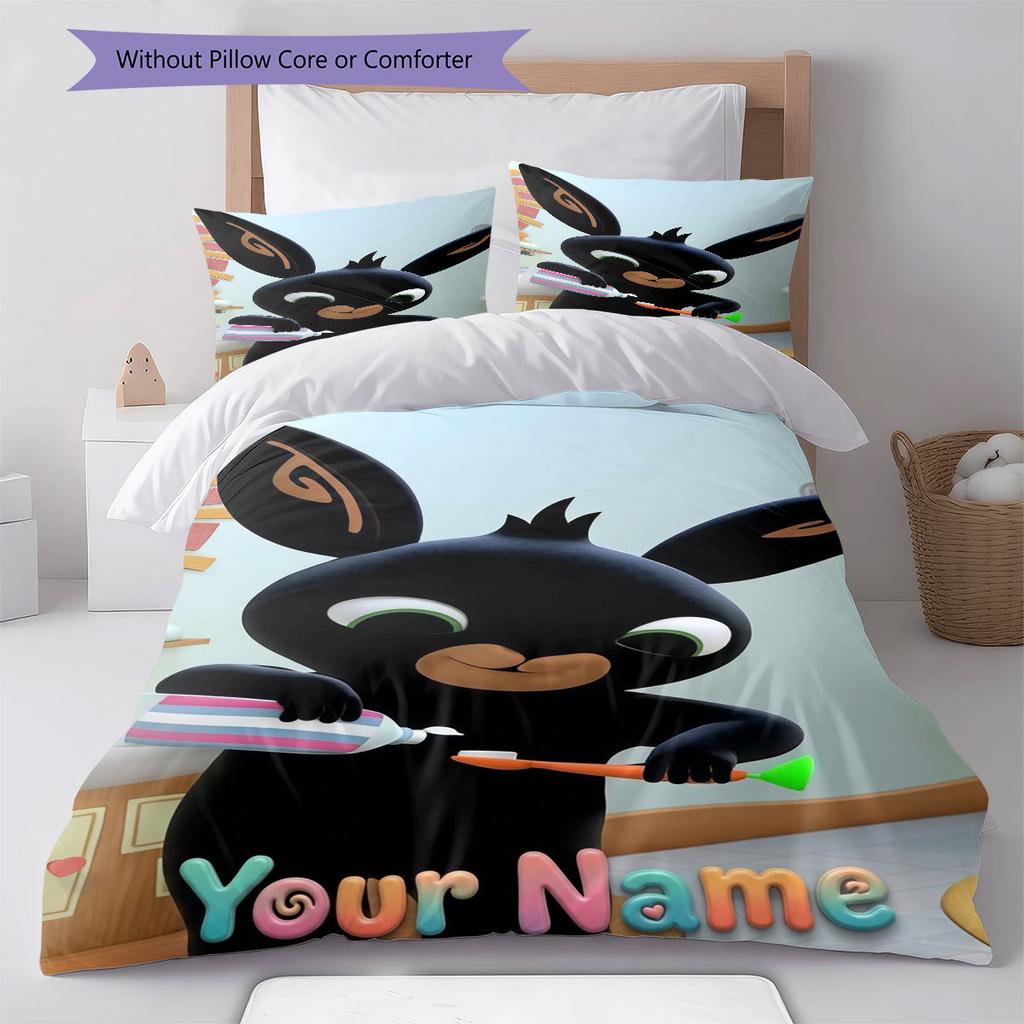 Bing Custom Name Pattern Bedding,Quilt Set Quilt Cover Pillowcase Home Birthday Gift(1 * duvet cover + 2 * pillowcase, without core)