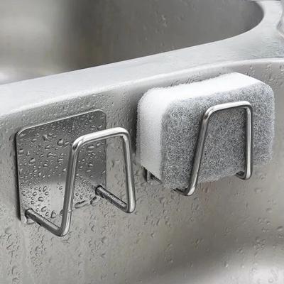 Küche Edelstahl Waschbecken Schwämme Halter Selbstklebende Ablauf Trocknen Rack Küche Wand Haken Zubehör Lagerung Organizer