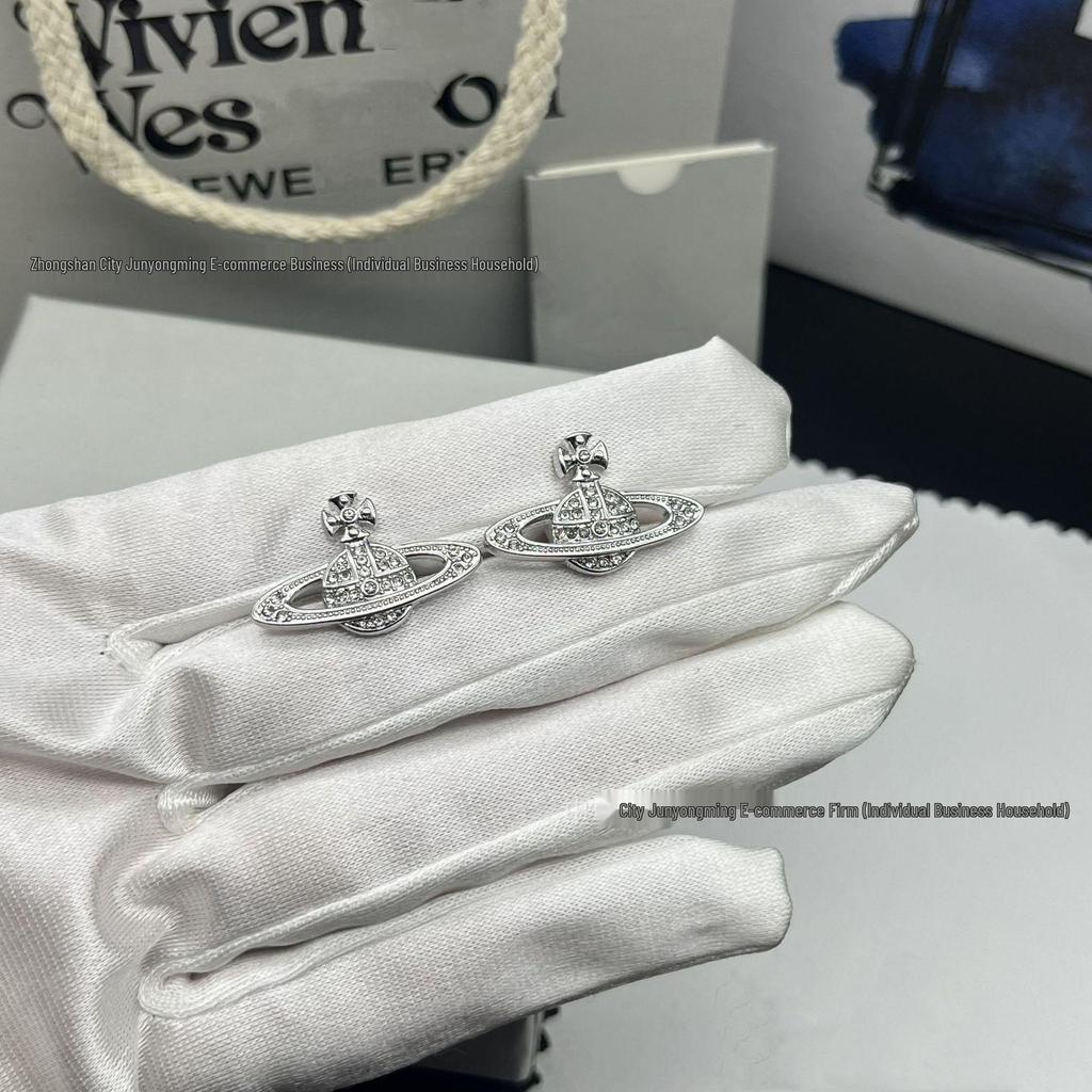 Schicke Planeten-Track-Kreuzohrringe mit Diamantbesatz für Damen