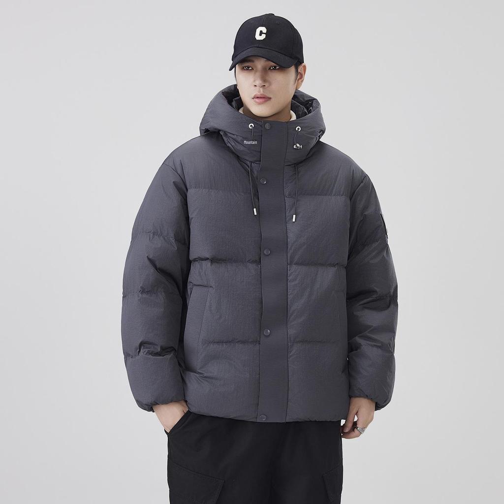 Men's 2025 Fashion Trend Black Hooded Down Jacket - 90% Down, Thick & Warm
