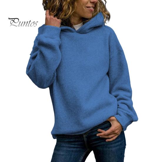 

Осень-зима Женская толстовка с капюшоном, плотная, однотонная, свободная, с длинными рукавами, эластичные манжеты, теплый спортивный топ, повседневный стиль, уличная одежда, толстовка с капюшоном L синий