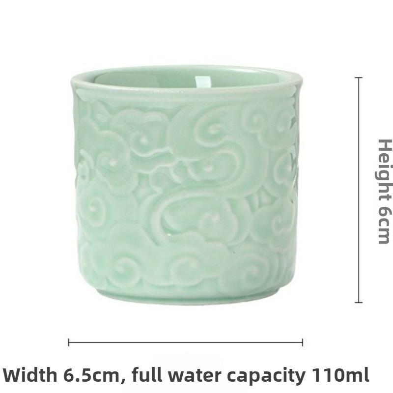 Celadon relief master cup Kung fu tea cup drinking tea cup household simple single cup