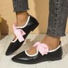 Plus-size Flat Shoes for Women Pointy Shallow Front Lace-up Butterfly Knot Soft Sole Non-slip Low Top Shoes