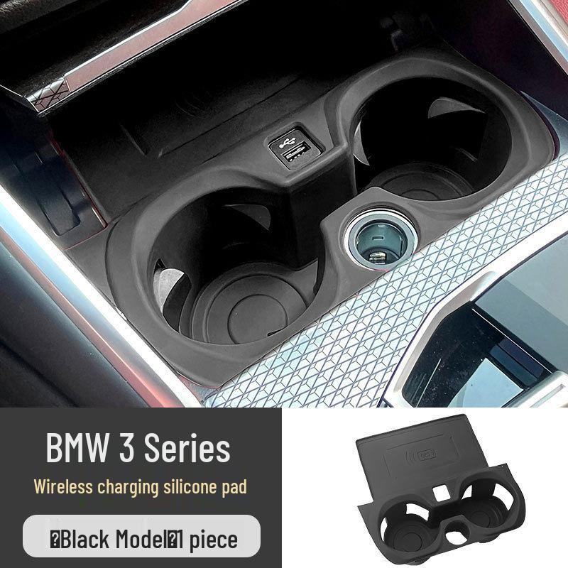 Wireless Charging Non-Slip Silicone Cup Holder Mat for BMW 3 & 5 Series (530li, 325li, 330li)