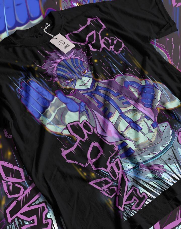 

Akaza Kimetsu no Yaiba T-Shirt Demon Slayer Tanjiro Unisex Black Tshirt All Size 3XL