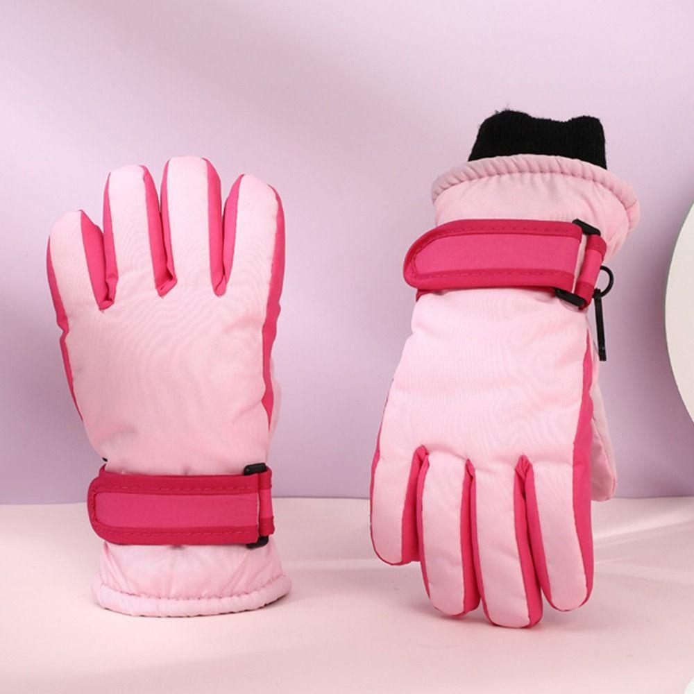 Winter Fashion Print Non-slip Thick Warm Windproof Long-sleeved Mittens Children Ski Gloves