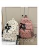 Bow Print Backpack for Junior/Senior High School, Versatile Casual Double-Compartment Student Bag