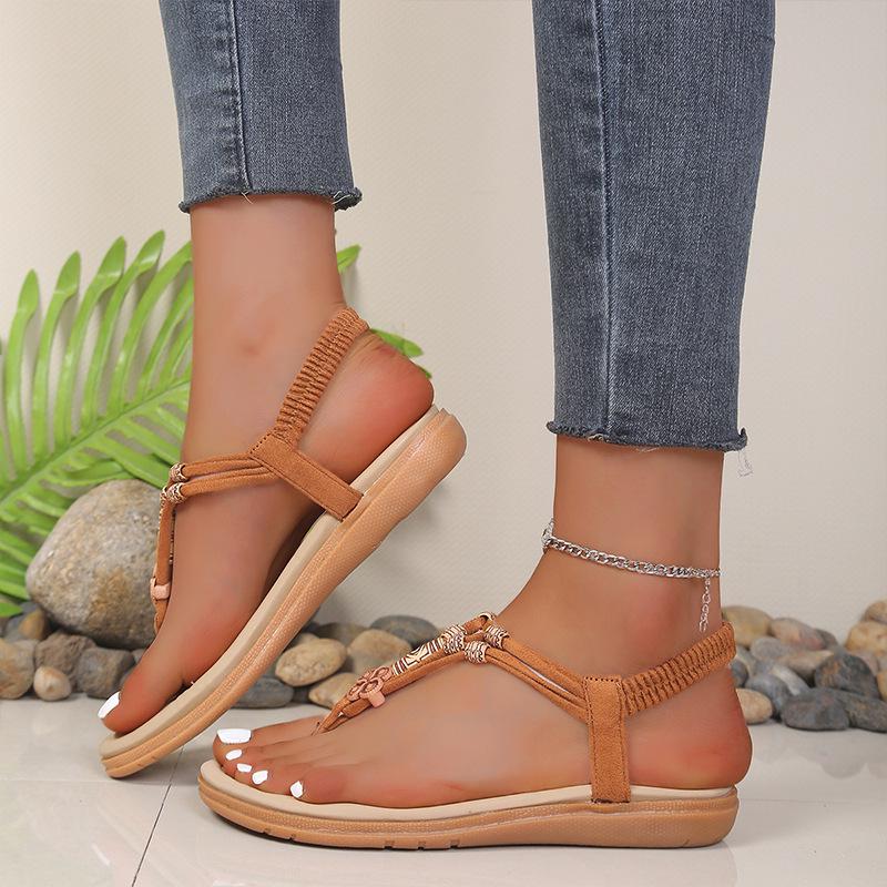 Women's Plus Size Elastic Band Soft Sole Flip-Flops - European & American Summer Sandals for Beach