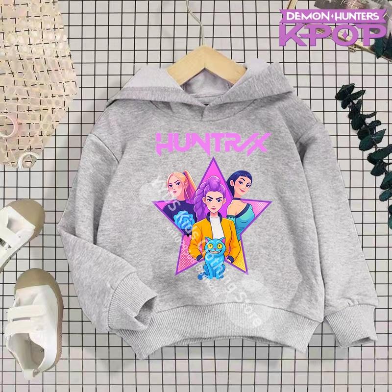 Y2K KPop ציידי שדים קפוצ'ונים נערות מתבגרות בנים רומי KPop ציידי שדים קפוצ'ון סתיו קז'ואל שרוול ארוך בגדי ילדים