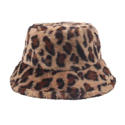 Neuer Samthut für Damen im Herbst und Winter Koreanischer Retro-Leopardenmuster-Fischerhut Lässiger vielseitiger Bucket Hat Sonnenhut