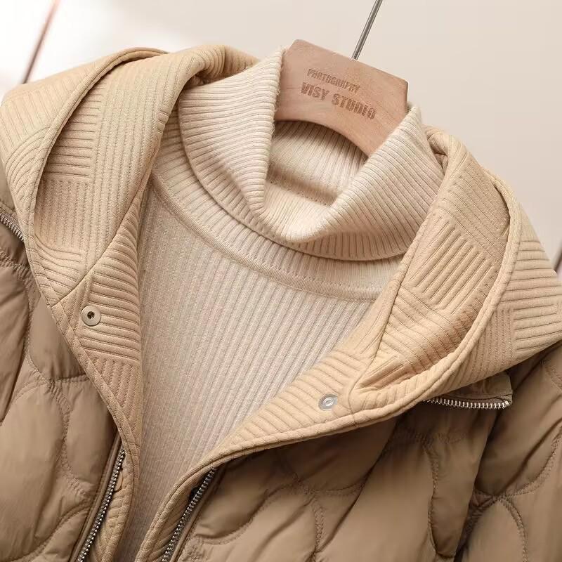 Women's Y2K Style Knitted Hooded Down Cotton Jacket - Short, Loose, Plus Size, Thick, Warm Winter Coat.