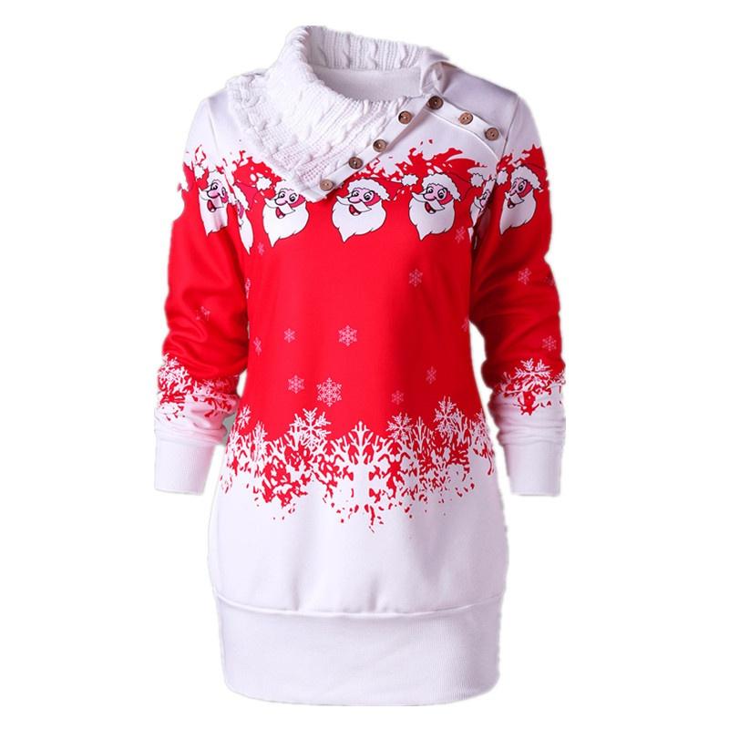 

Праздничное женское рождественское мини-платье-джемпер с очаровательным дизайном Санта-Клауса Tag XL=US M красный