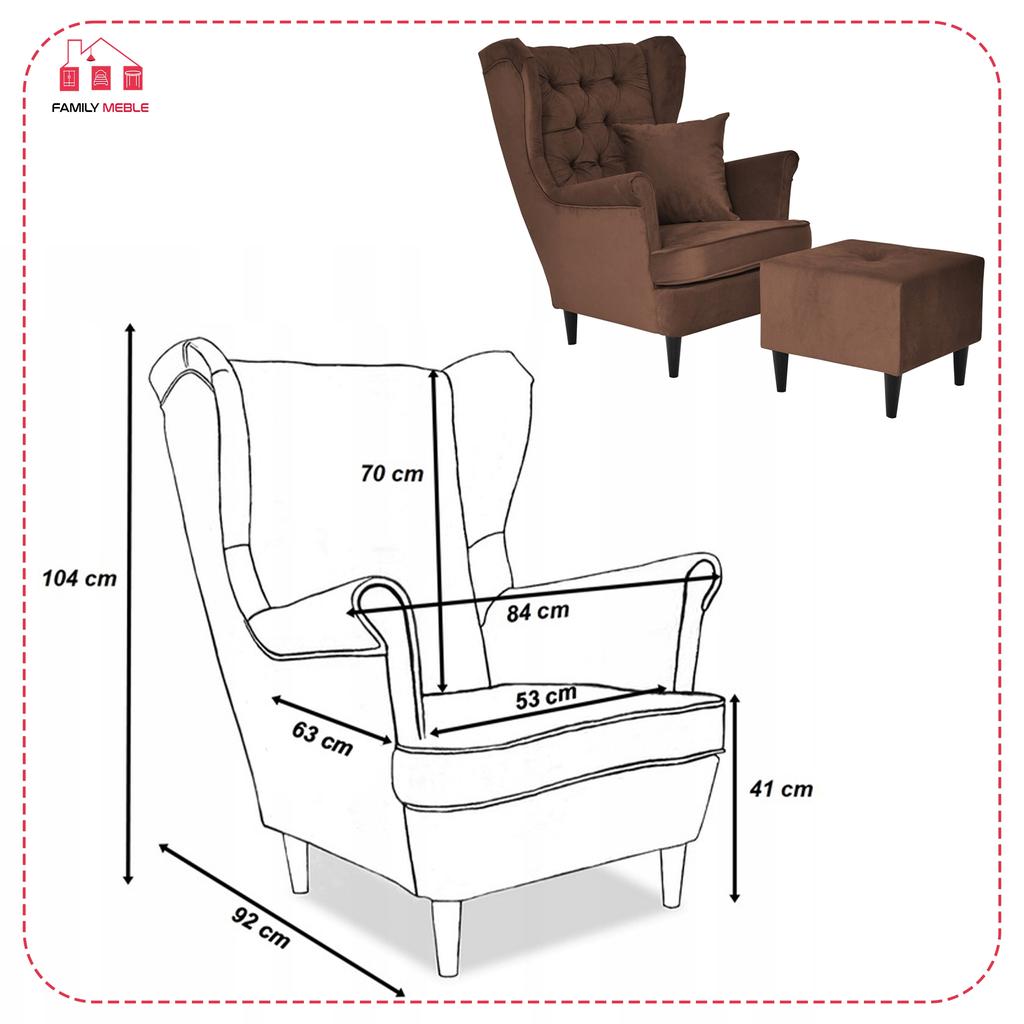 Gaja Wing Chair with Footrest Scandinavian Family Furniture Brown Walnut