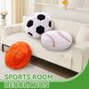 Kids' Ball Plush Pillow - Compressible Soft Long-Haired Soccer, Basketball, Baseball & Stuffed Animal Bed Cushion with Team Logos-Like Patterns