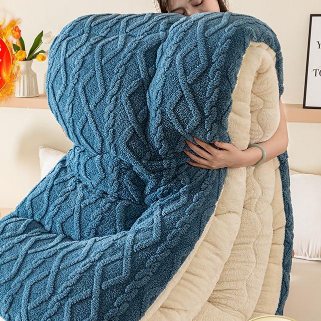 Double Sided AB Version Core Super Thick Winter Warm Blanket for Bed Artificial Lamb Cashmere Weighted Blanket Soft Comfortable Warmth Quilt Comforter