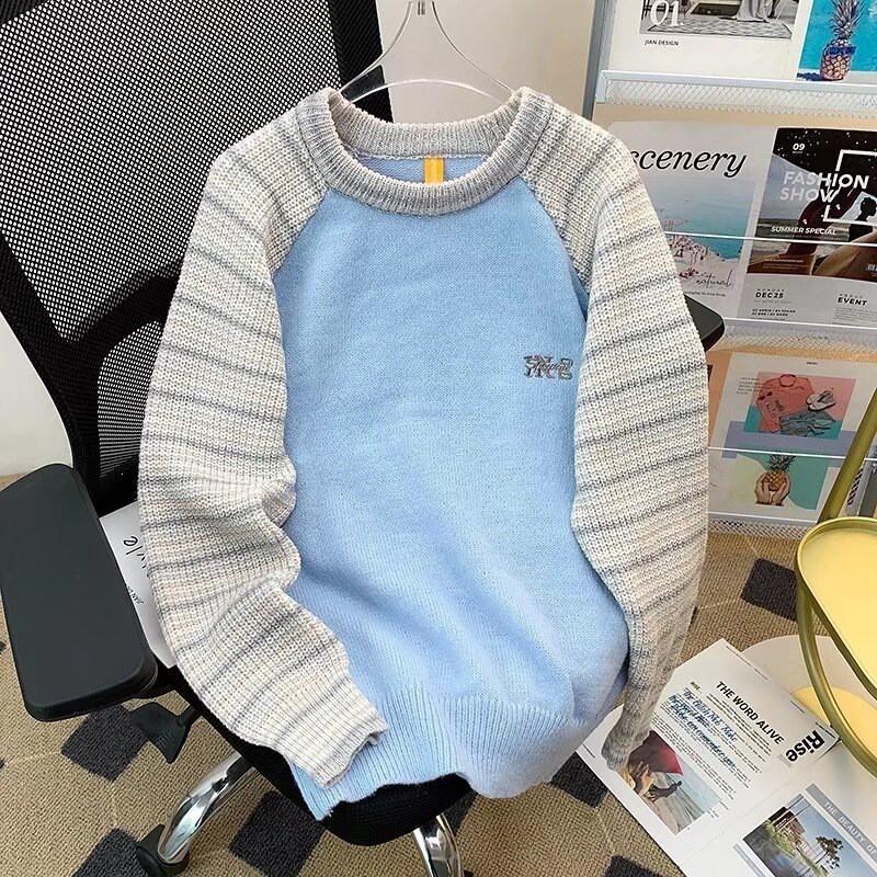 Pull Tricoté Oversize Hommes Femmes Hiver Chaud Coupe Ample Col Rond Manches Longues Pull avec Détail torsadé