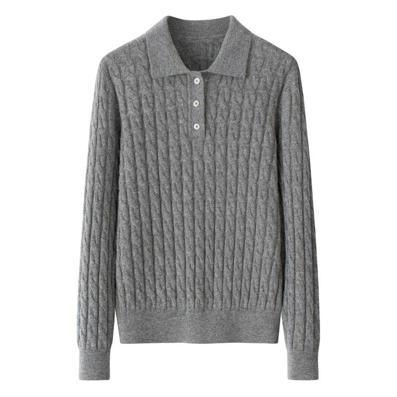 100% Pure Cashmere Cable Knit Long-Sleeve Sweater - Women's Autumn Wear
