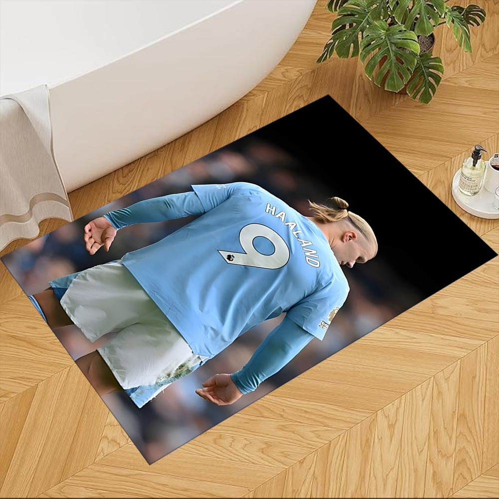 Erling Haaland Football Action Anti-slip Rug Compact Foldable Construction Water-resistant & Washable Office & Lounge Rug Retro American Style