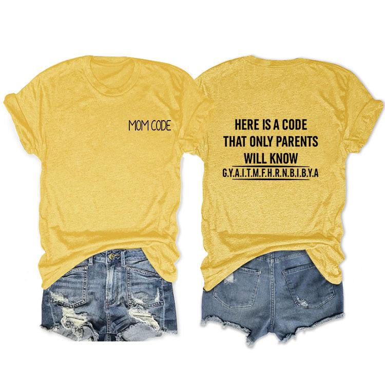 Fashion before and after here is a code letter print women's casual short sleeves
