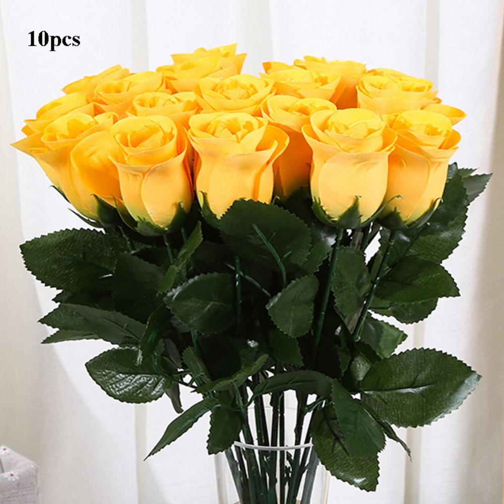 10 Heads Real Happy Flower Mini 10 Colors Valentine's Day Flowers Photography Photo Gift Crystal Grass Bouquet Home Decorative