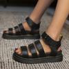 Fashion 2025 Large Summer New Thick Sole One Line Casual Roman Sandals Women's Cross Border Round Head Buckle Shoes