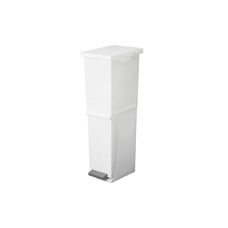 TONBO Shinki Gosei Neo Color 2-Tier Slim Pedal Trash Can, 36 Liter, White, 23.5cm (W) x 33.5cm (D) x 80.5cm (H), with Lid, Made in Japan