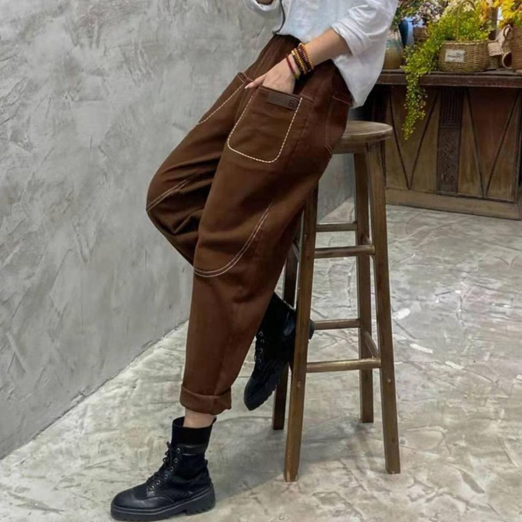 Harlan Jeans for Women Autumn Winter New Style Slim Elastic Work Pants Loose Large Size Fashionable and Versatile Casual Pants