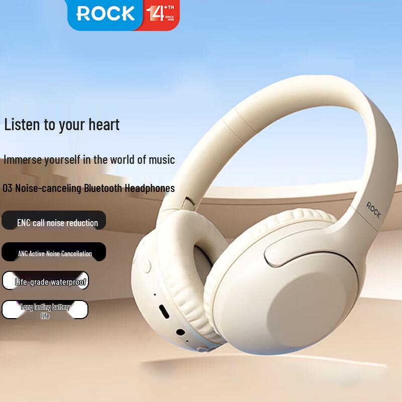 ROCK O3 Active Noise Cancelling Over-ear Bluetooth Headphones