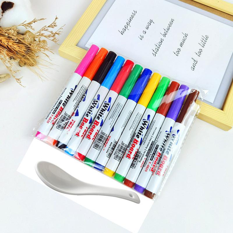 12-Color Erasable Water-Based Whiteboard Markers - Creative, Washable for Students and Offices
