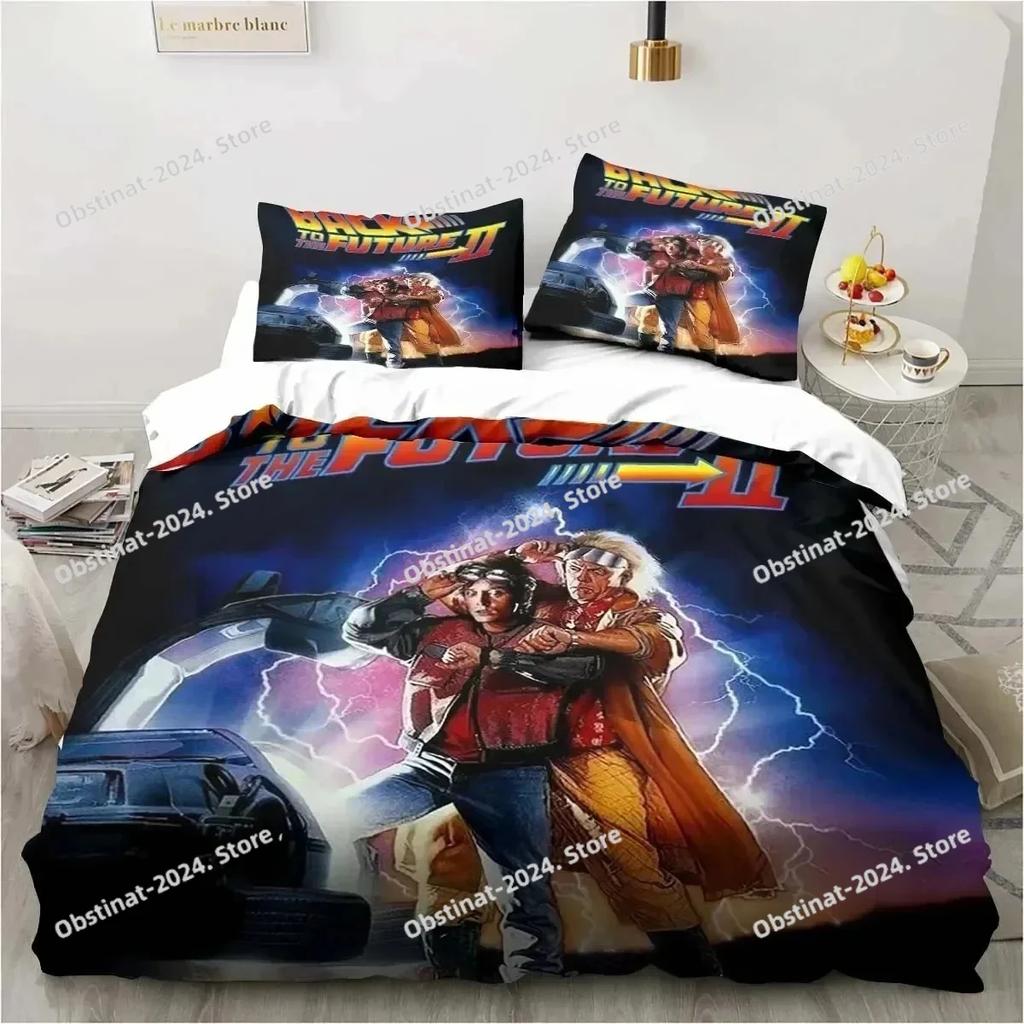 Back To The Future Clasic Movie Retro Beding Set Printed With Pilowcase Soft Duvet Cover Soft Single Double Quen Super King-Sized Dimensionsd