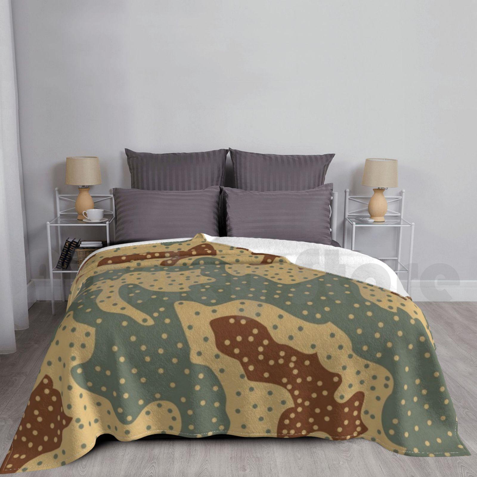 Panther Ambush Camouflage Blanket For Sofa Bed Travel Panther Ambush Camouflage Camo War Ww2 Tank Pattern Size: 75*100cm, Weight: 230 GSM