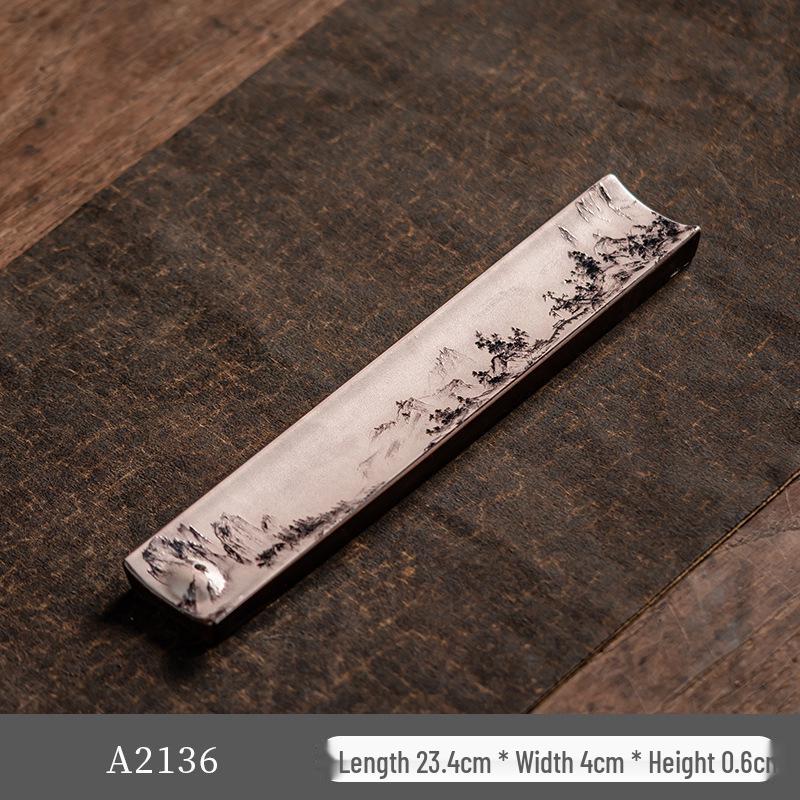 Guochao River & Mountain Ceramic Incense Holder - Retro Incense Stick Tray for Indoor Use